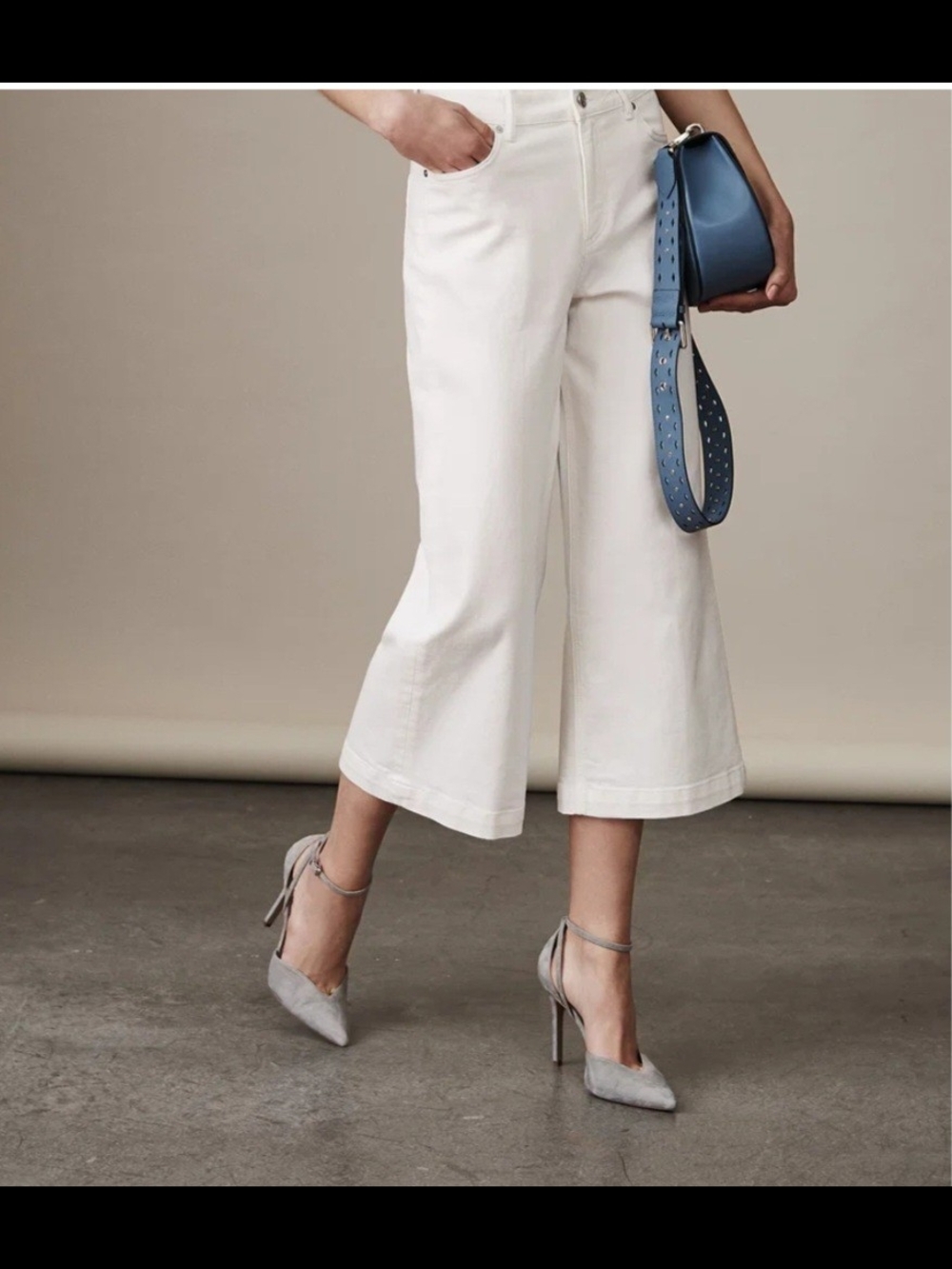 Cropped Wide-Leg White Jeans By Reiss